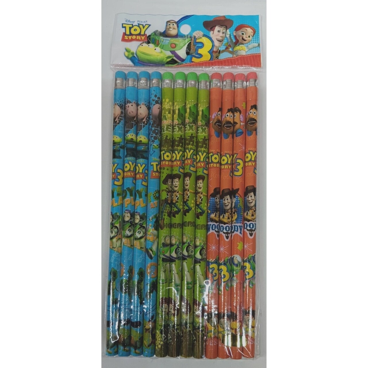 Toy Story 3 Wooden Pencils Pack Of 12 Blue Green Orange No.2 Ages 3+